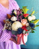 Ceramic Pot of Blooms- Perfect as a Peach Midi