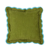 Mosey Me Corduroy Scalloped Cushion- Pistachio