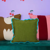 Mosey Me Corduroy Scalloped Cushion- Pistachio