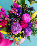 Ceramic Pot of Blooms- Pink & Purple