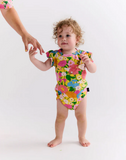 KIP & CO Follow The Sun Yellow Organic Short Sleeve Frill Romper
