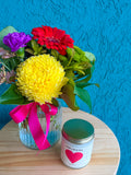 The Flower Fix- Jar of Blooms with a Candle