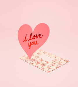 I LOVE YOU HEART CARD - PINK Greeting Card