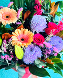 Mother’s Day Ceramic Pot Arrangement- Peachy Keen & Purple Dream