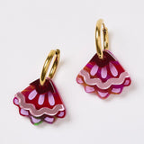 Martha Jean Frill Pod Earrings - Magenta Watercolour