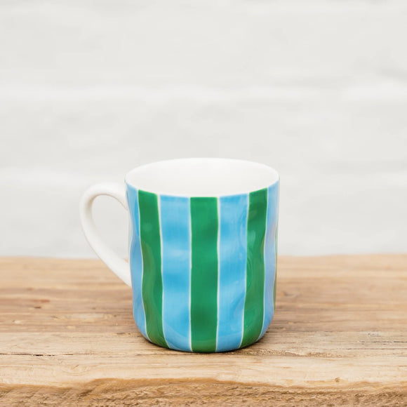 Noss & Co Mug - Green & Cornflower Stripe