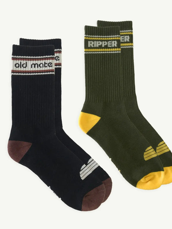 Banabae Old Mate and Ripper Organic Cotton Crew Sock Adult Pack