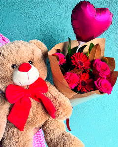 Blooms with Large Teddy + Balloon