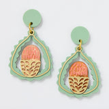 Martha Jean Banksia Earrings - Peach/Green
