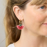 Martha Jean Silver Princess Huggies Earrings - Pink/Green