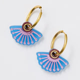 Martha Jean Silver Princess Huggies Earrings - Plum/Blue