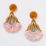 Martha Jean Matilda Drop Earrings - Brown/Pink
