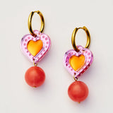 Martha Jean Sherbert Heart Earrings - Violet / Orange