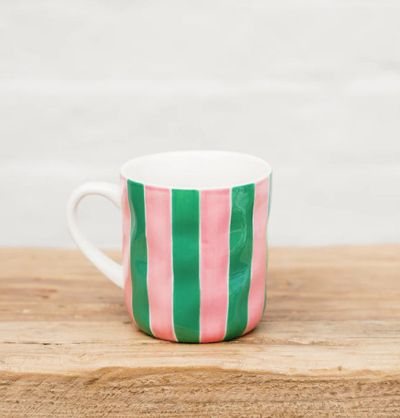 Noss & Co Mug - Pink & Green stripe