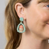 Martha Jean Banksia Earrings - Peach/Green