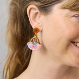 Martha Jean Matilda Drop Earrings - Brown/Pink