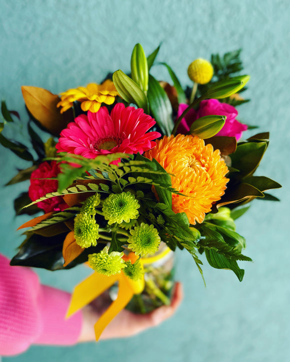 Mother’s Day Jar of Blooms- Sunset Crush