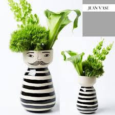 Black and White French Face Vase