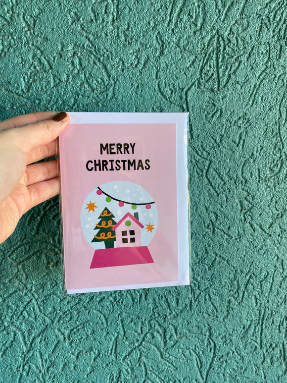 Greeting Card Pink Merry Christmas