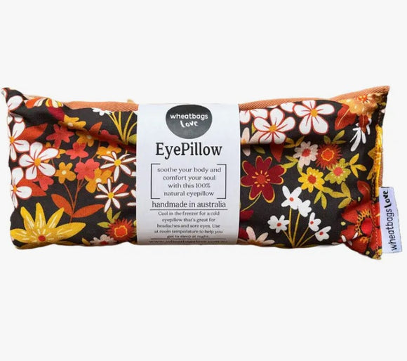 Wheat Bags Love Eye Pillow - Groovy Flowers Black
