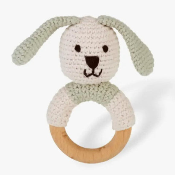 Wooden Ring Rattle Bunny - Organic