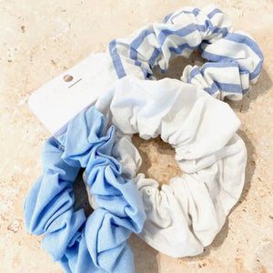 3PK Blue Cotton Scrunchie Pack