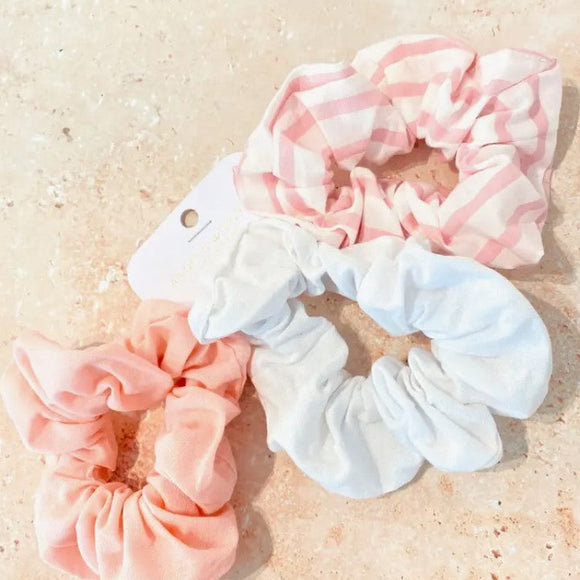 3PK Pink Cotton Scrunchie Pack