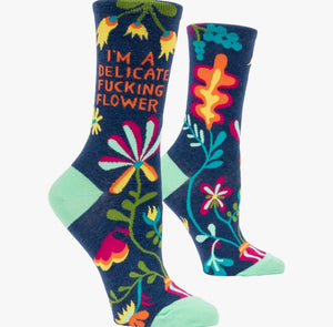 Optoco Ladies Crew Sock - I`M A Delicate F*Cking Flower