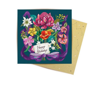 Happy Birthday Bouquet Mini Greeting Card