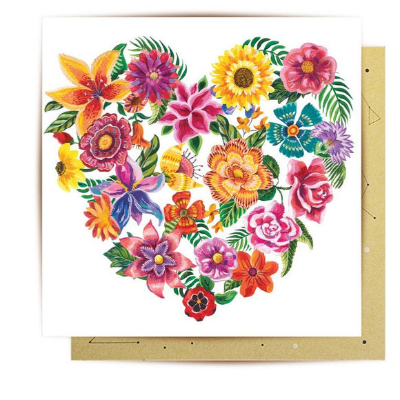 Flower Heart Greeting Card