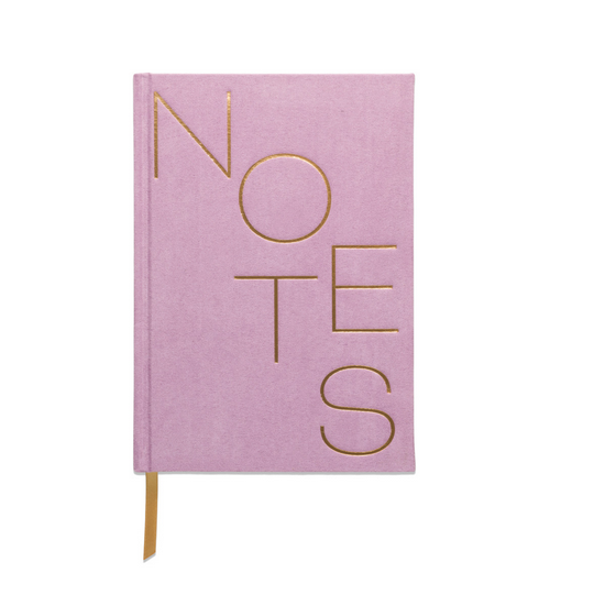 HARD COVER SUEDE CLOTH JOURNAL WITH POCKET - NOTES LILAC