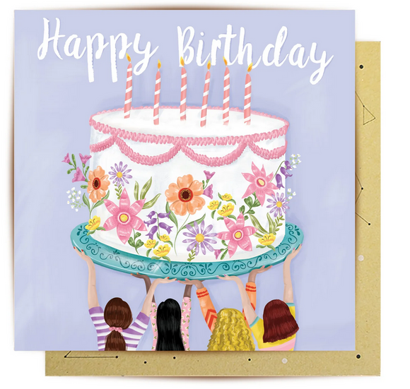 Greeting Card Friends And Cake