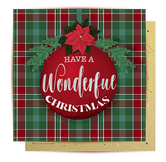 Greeting Card Tartan Poinsettia