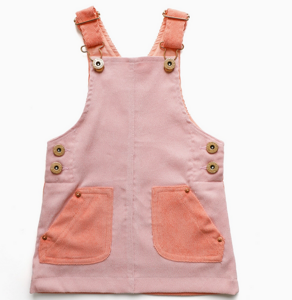 With Love For Kids- Hazel Cord Pinafore Dress - Candy Floss