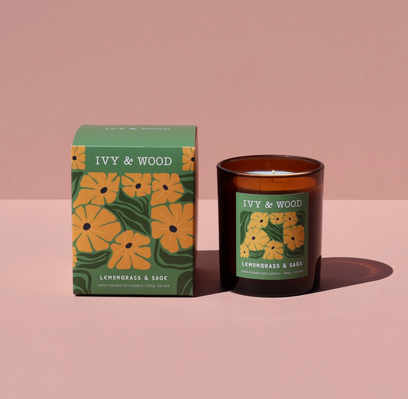 Ivy & Wood Lemongrass & Sage Scented Candle