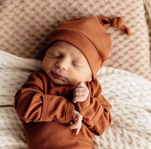 Snuggle Hunny Biscuit Ribbed Organic Knotted Beanie