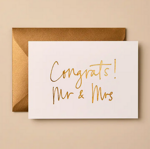 Congrats Mr & Mrs (White) Greeting Card