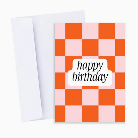 Happy Birthday Retro Checkers Greeting Card