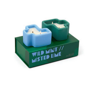 Paddywax Set of 2 Jigsaw Candles - Wild Mint + Misted Lime