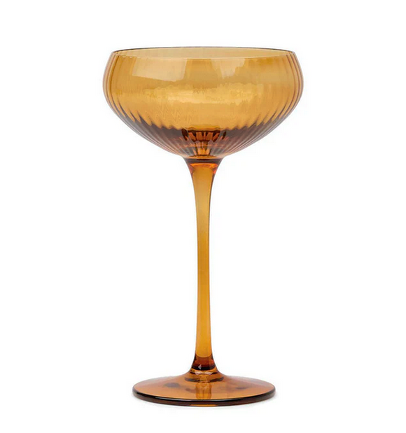 Here's How Lou Coupe Glass Set of 2 Amber