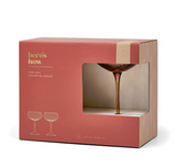 Here's How Lou Coupe Glass Set of 2 Amber