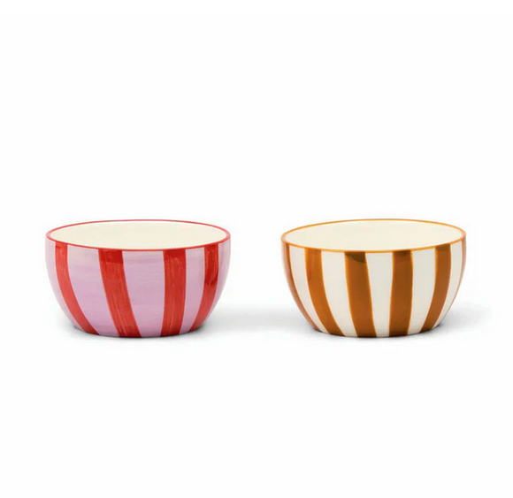 Here's How The Bella Set of 2 Dipping Bowls Lilac/Rust + Ochre