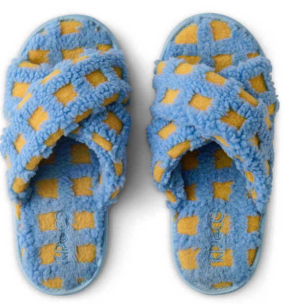KIP & CO Ocean Shores Check Sherpa Adult Slippers