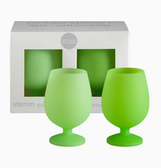 Porter Green Lime | Stemm | Silicone Unbreakable Wine Glasses