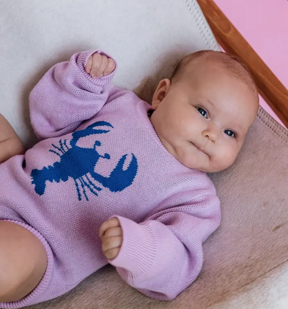 August the Label- Knit Lobster Romper- Purple