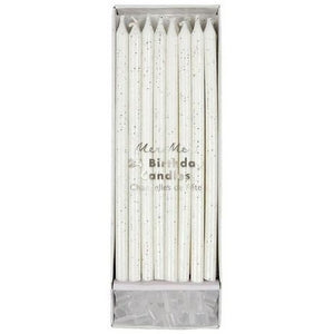 Meri Meri Silver Glitter Candles (set of 24)