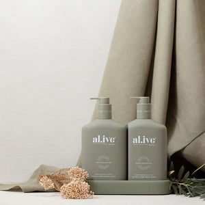 al.ive Wash & Lotion Duo + Tray - Green Pepper & Lotus