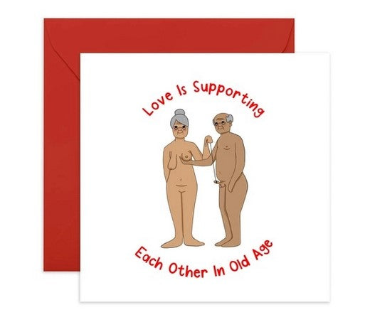 Supporting Each Other in Old Age Greeting Card