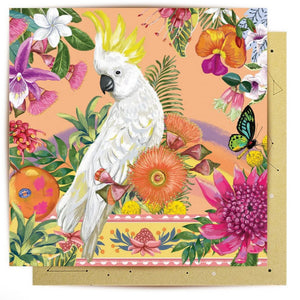 Tropicana Cockatoos Greeting Card