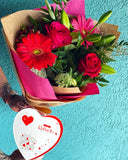 Bunch of Valentines Blooms with Chocolates